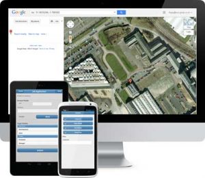 Computer screen and icollect showing Google maps tracking